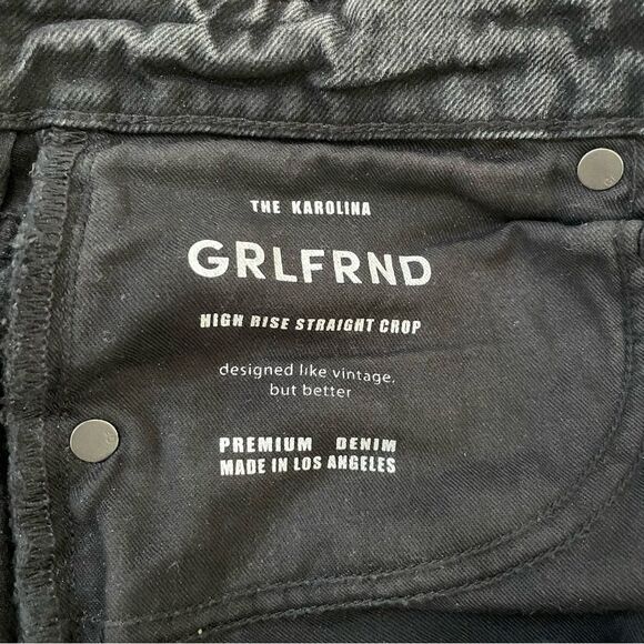 Grlfrnd Karolina High Rise Straight Crop Black Women's Short Jeans Denim - Picture 10 of 12